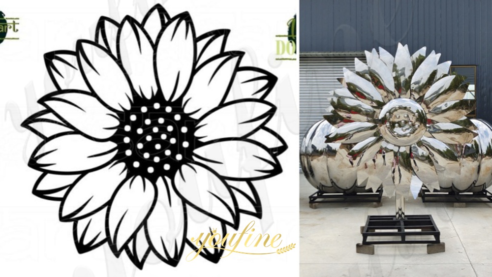 metal sunflower sculpture from design to finished