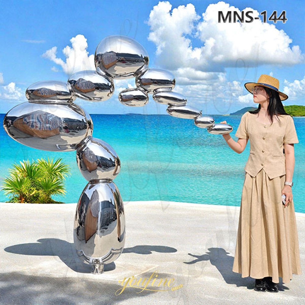 Large Stainless Steel Stacked Pebble Sculpture