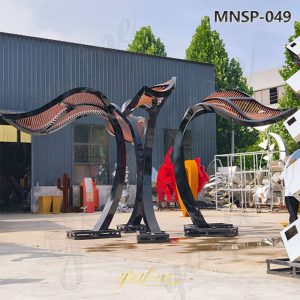 stainless steel large leaf sculptures