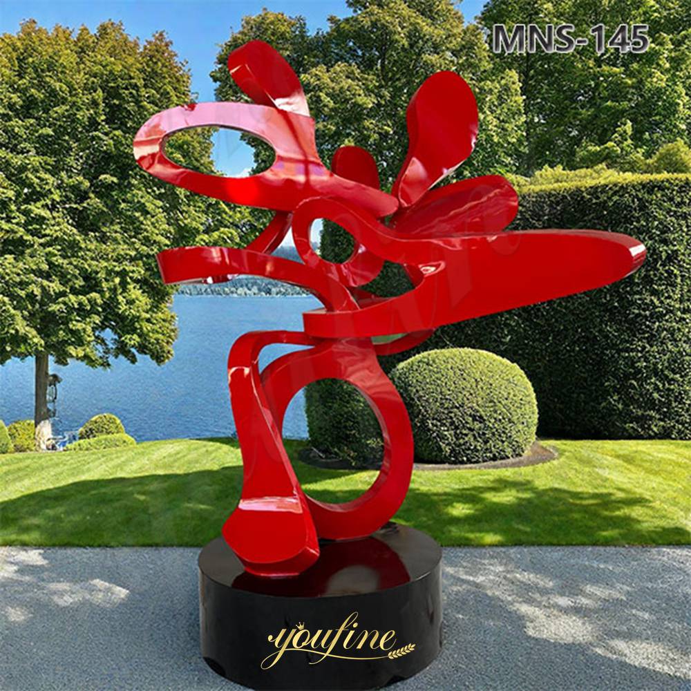 Stainless Steel Bright Red Abstract Sculpture