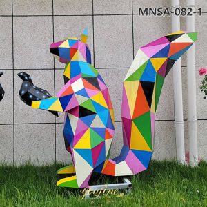 colorful metal squirrel sculpture