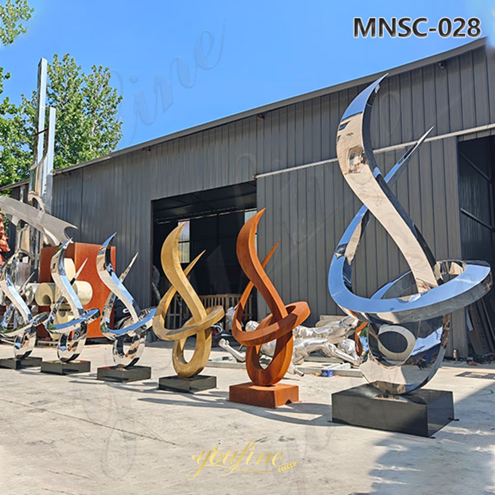 corten steel yard art in different surface