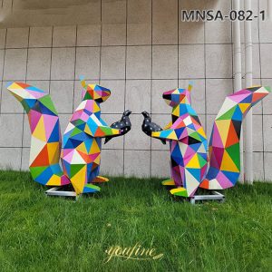 large metal squirrel sculpture