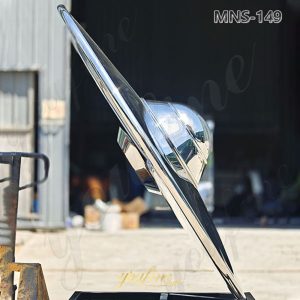 large stainless steel UFO sculpture