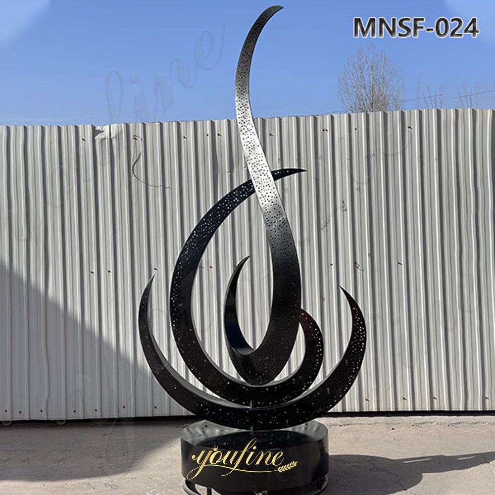 metal black abstract water fountain