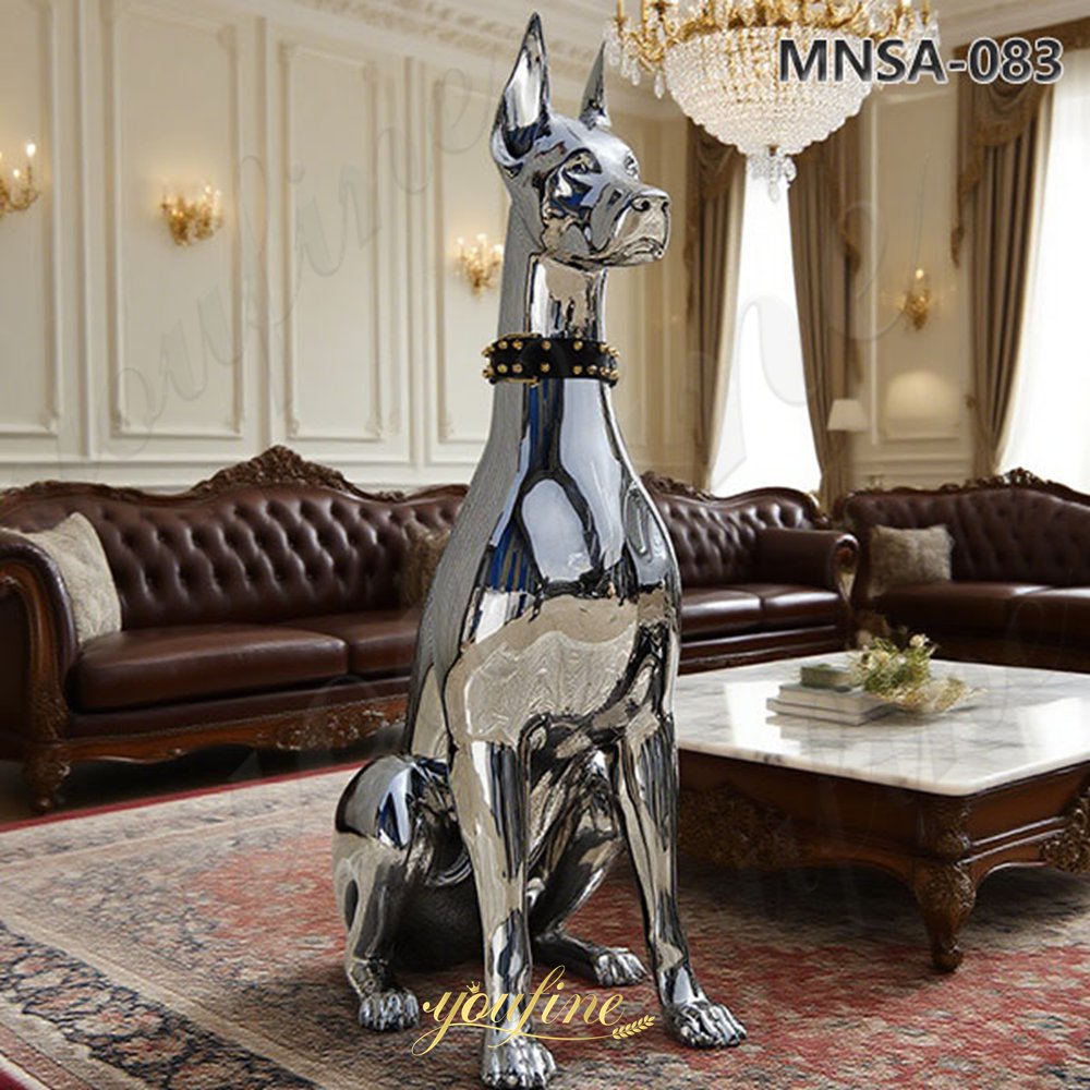 metal doberman statue