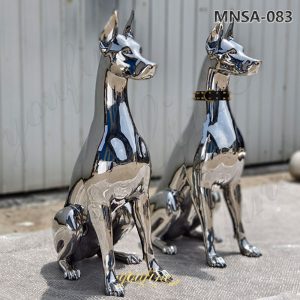 stainless steel doberman sculpture