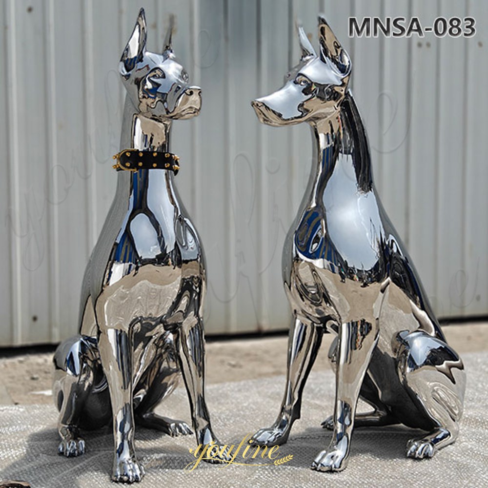 stainless steel doberman statue