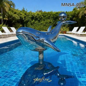 large metal whale art statue
