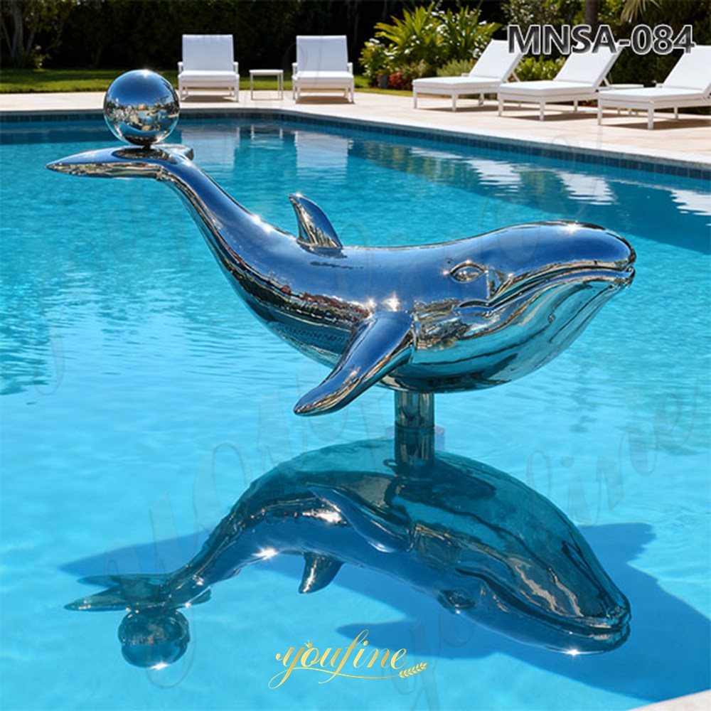 Metal Whale Art Sculpture with Ball