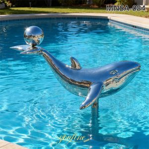 outdoor metal whale art statue
