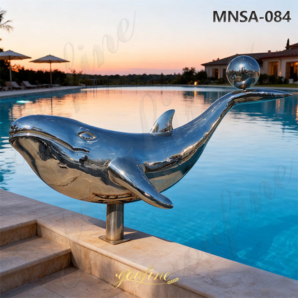 outdoor metal whale art