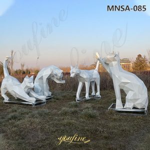 white large metal cat sculpture