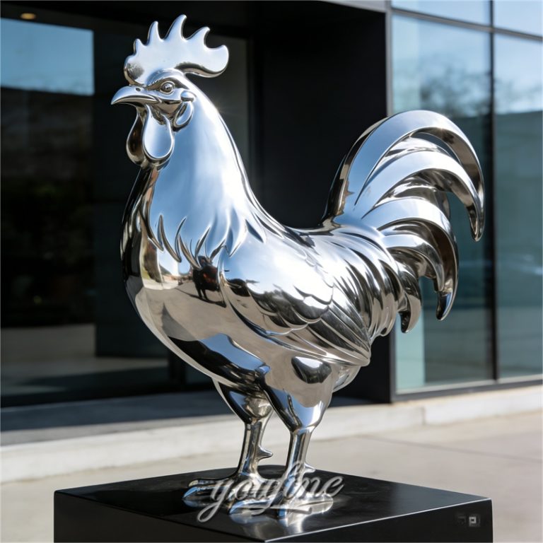 Mirror Polished Metal Chicken Sculpture