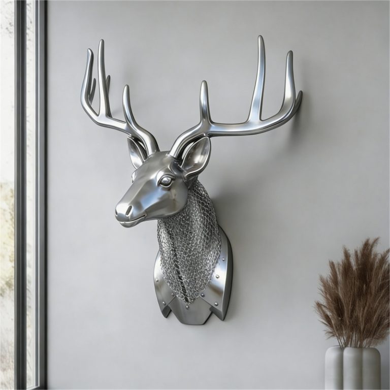 Chainmail Reindeer Head Metal Wall Sculpture For Sale