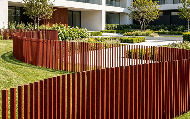Corten steel fence sculpture