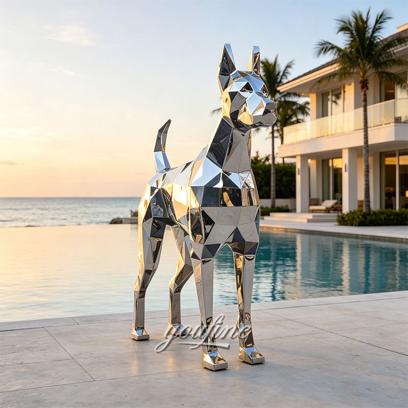 stainless steel dog sculpture