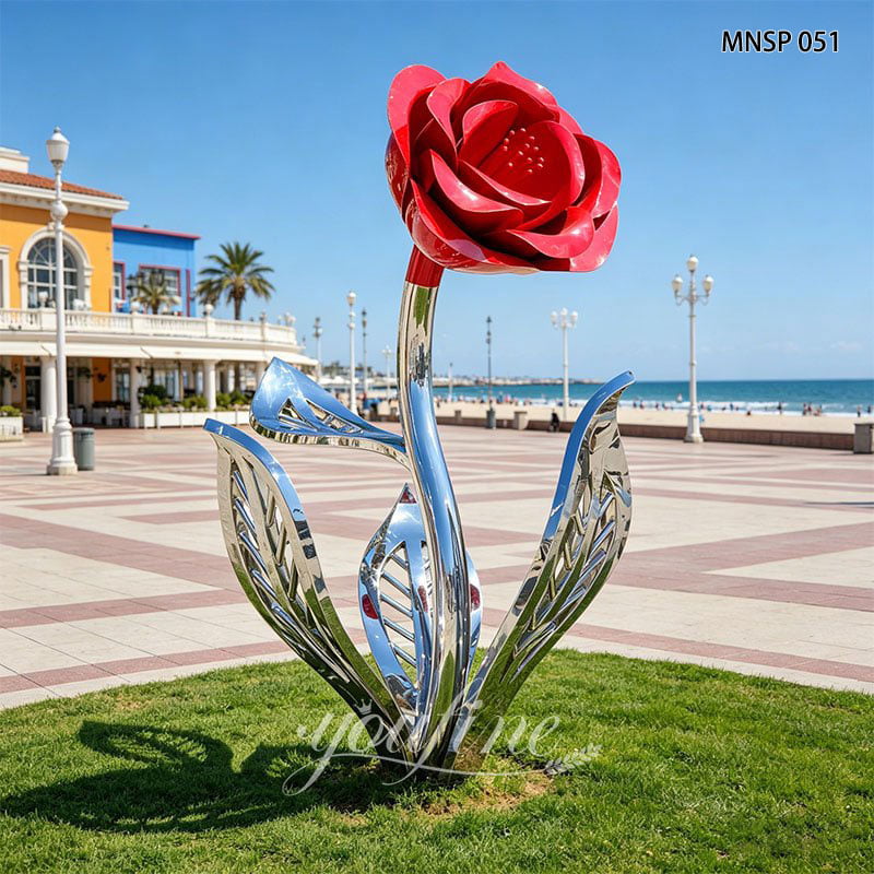 Outdoor metal rose sculpture