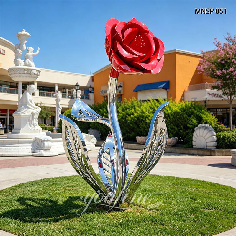 Large metal rose sculpture