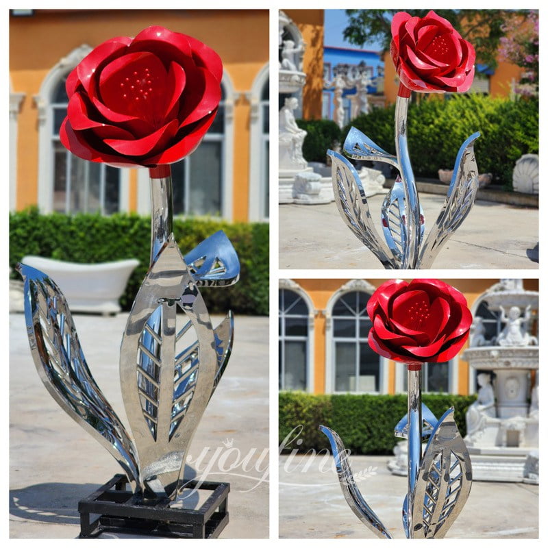 YouFine metal rose sculpture
