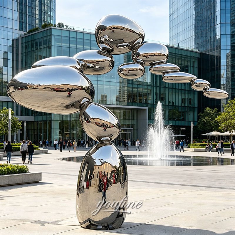 modern and abstract stainless steel sculpture