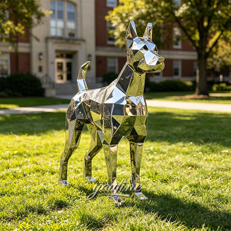 stainless steel dog sculpture for garden