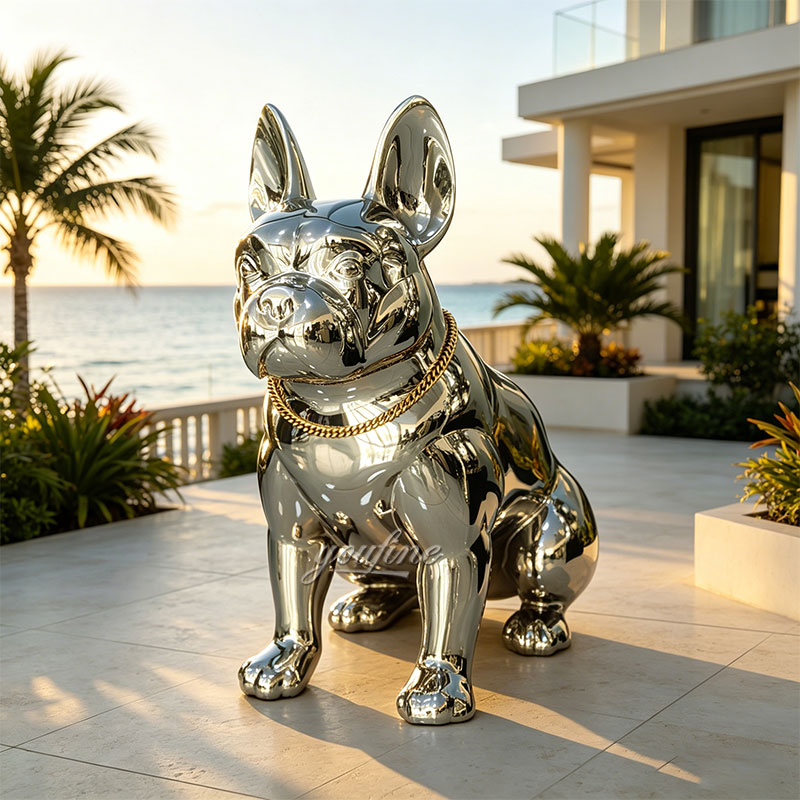 stainless steel bulldog sculpture