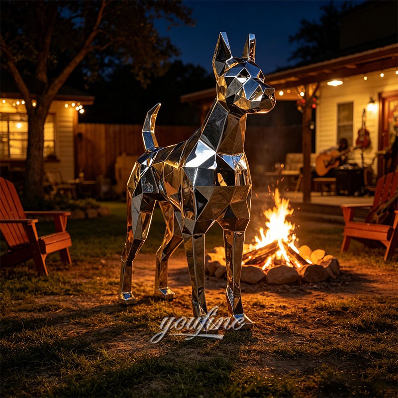 Stainless steel dog sculpture for modern homes