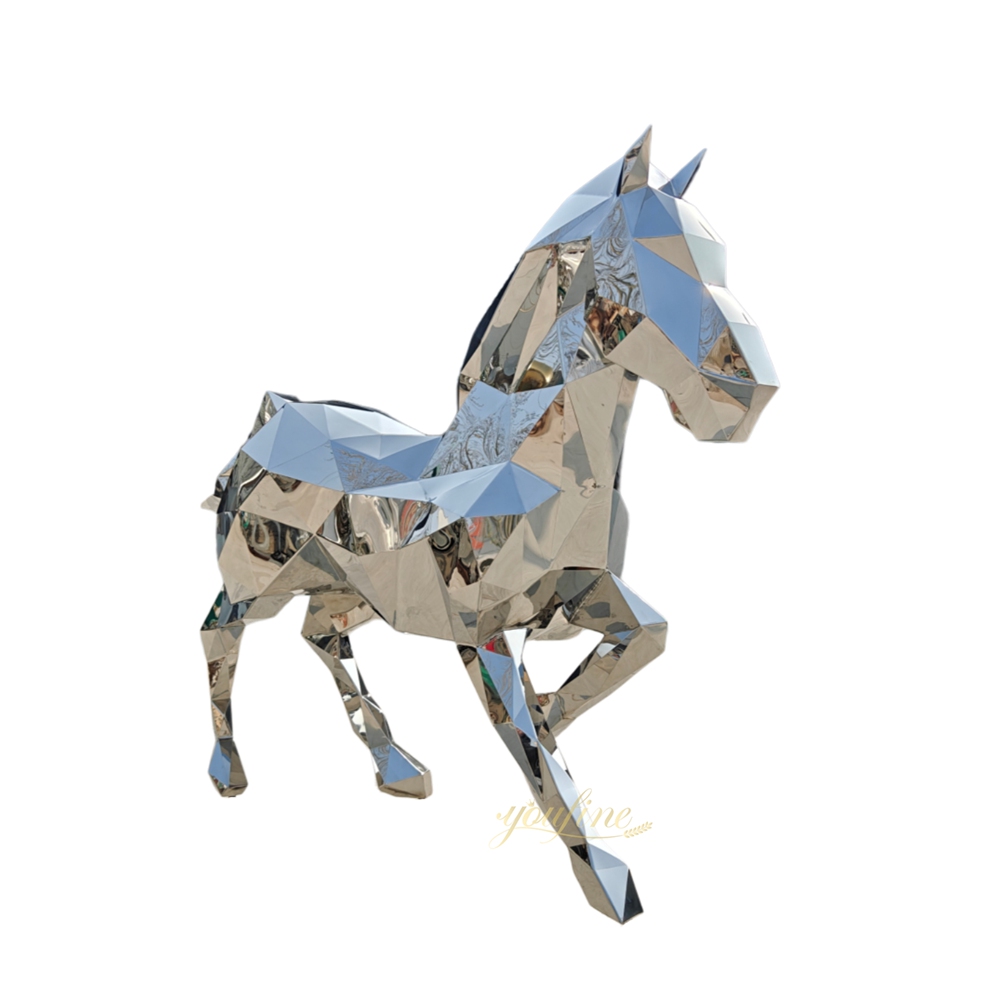 Metal Polished Geometric Horse Sculpture