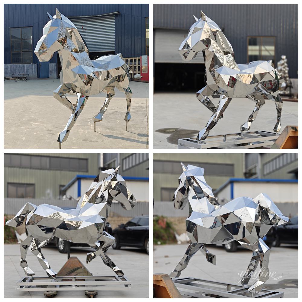 Stainless Steel Geometric Horse Sculpture Details