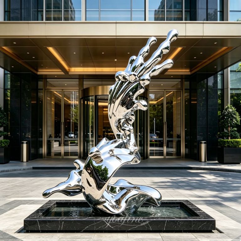 Stainless Steel Modern Metal Wave Sculpture for High-end Hotel Decor