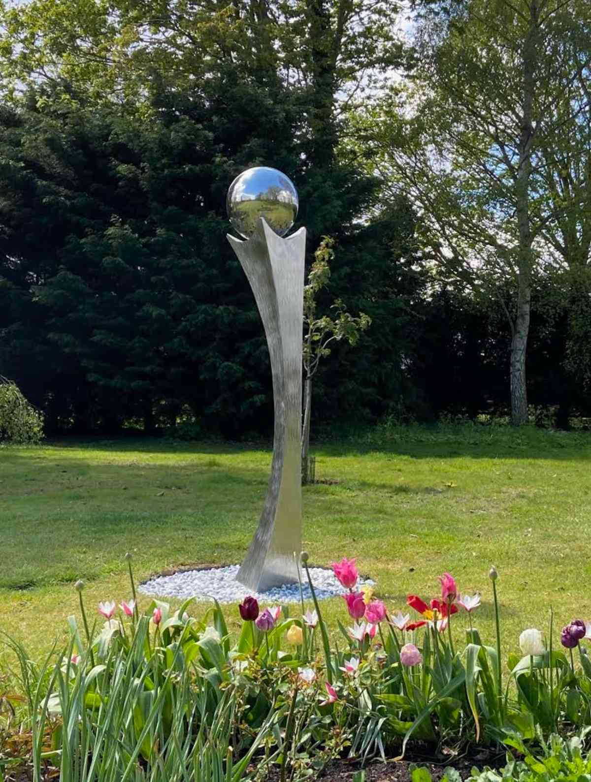 Custom stainless steel garden sculpture