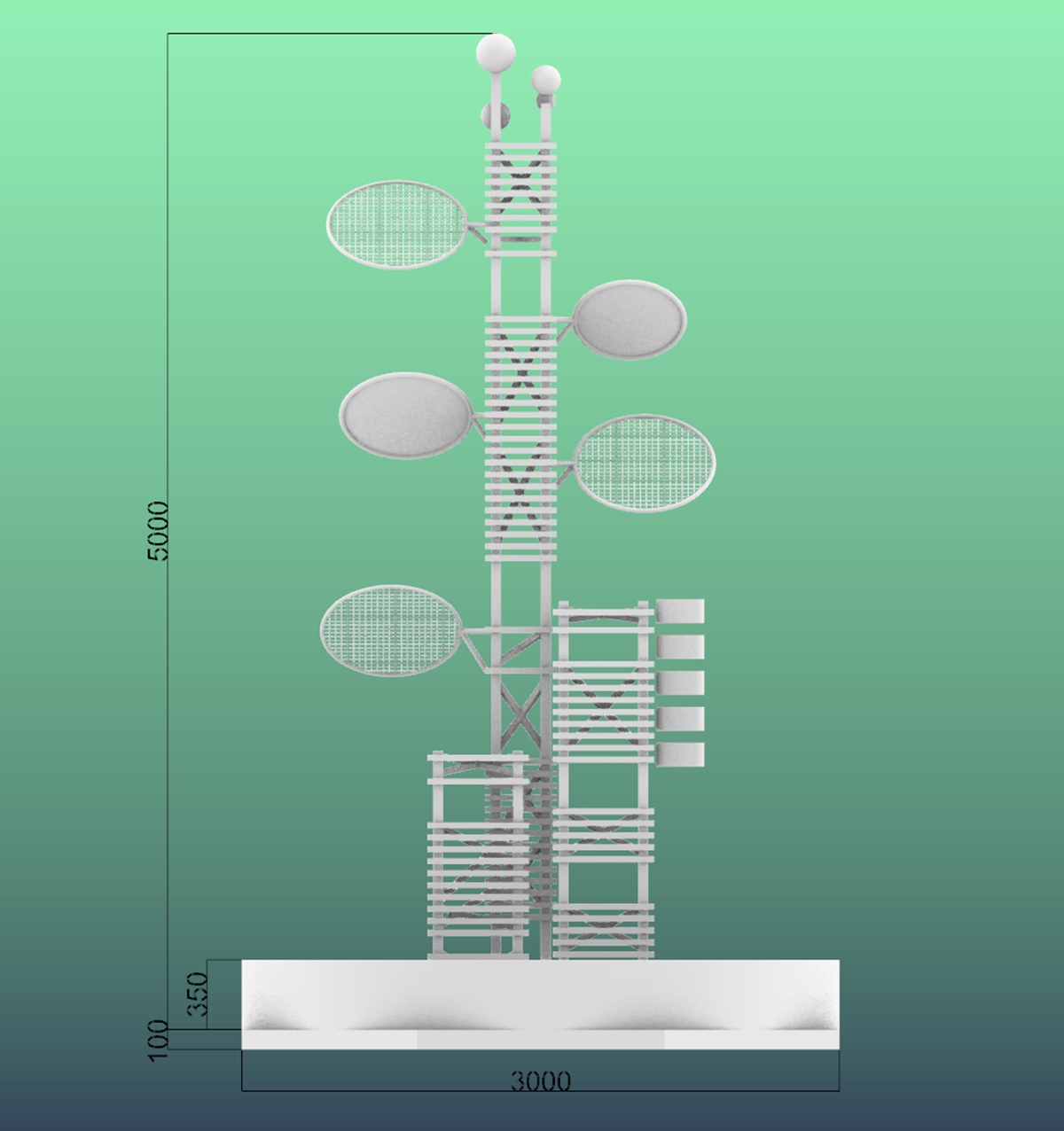 Pre-production 3D drawing for Moscow park water feature sculpture