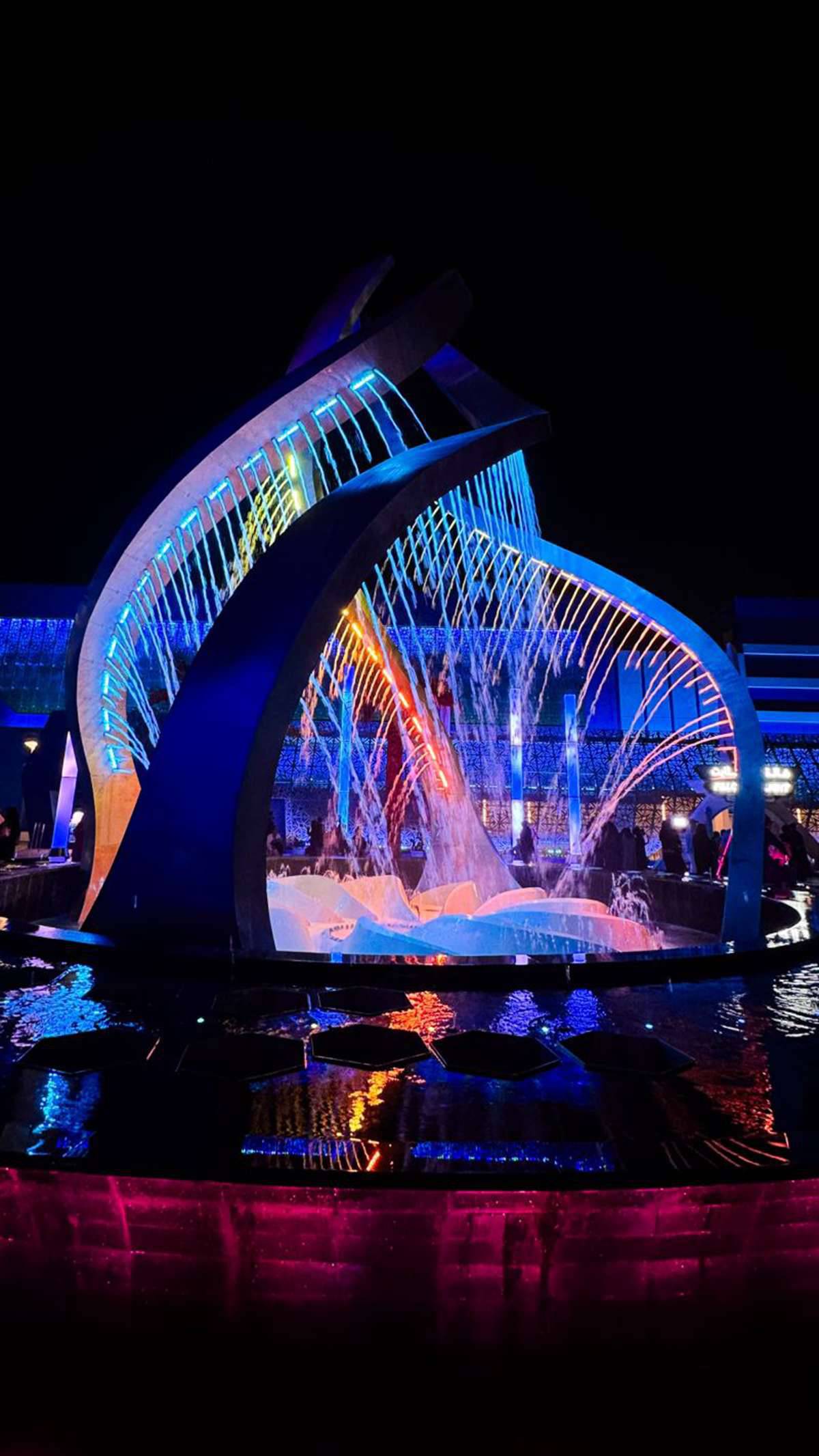 Completed Six Flags Qiddiya stainless steel fountain sculpture